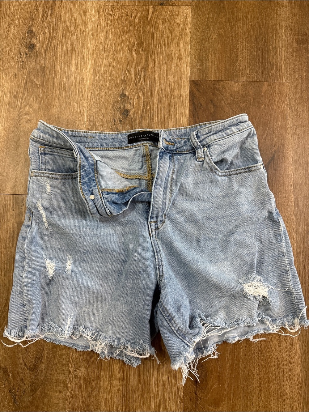 Sanctuary Light Wash Distressed Denim Shorts